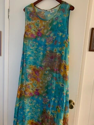 La Cera Women's Floral Dress 100% Rayon Colorful Lined Midi Sz Xlg/SURGERY $$$ - Image 1 of 4