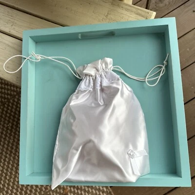 BOLSO CON CORDÓN SATINADO BLANCO VINTAGE-BOLSA-Boda-Novia-Comunión-Dinero-Celda Foto 1 de 4