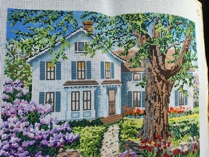 Country Cottage House Needlepoint Canvas~Wysteria~Garden~Large - Picture 1 of 5