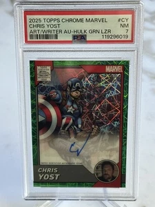 2025 Topps Chrome Marvel-Chris Yost Artist Auto-Captain America Green Lazer /99 - Picture 1 of 5