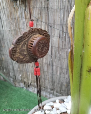 Antique Unusual Chinese handicraft rosewood cricket box with beads pendant - Image 1 of 4