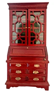 Vintage Miniature 1:12 Wooden Secretary With Hutch – Working Doors & Drawers - Picture 1 of 14