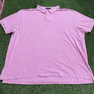 Polo Ralph Lauren Herren 5XB Rosa Kurzarm Poloshirt Blau Pony Preppy Freizeit - Bild 1 von 14