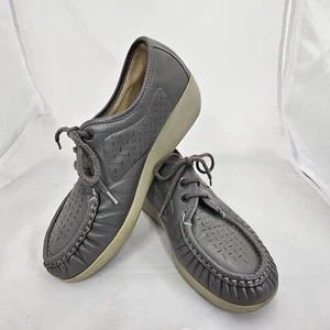 SAS Lattice Women's Shoes Sz 8W Gray Leather Oxford Handsewn Lace Up USA Comfort - Picture 1 of 10