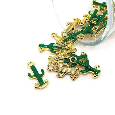 Green and Gold Saguaro Cactus Charms, 20x9mm - US Seller - Image 1 of 4