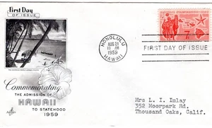 1959 #C55 7c HAWAII STATEHOOD AIR MAIL FDC w ART CRAFT CACHET GEM! - Picture 1 of 1