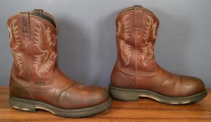 Mens ARIAT Workhog Pull On H2O Composite Toe Brown Leather Work Boots 11 EE - Picture 1 of 9