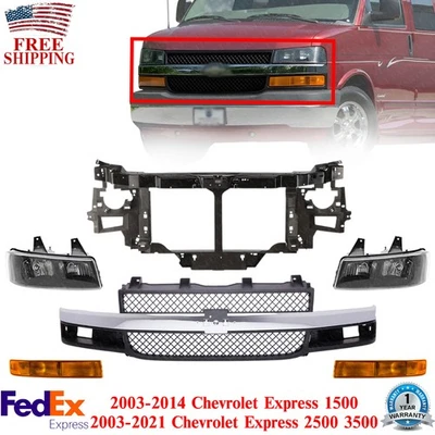 Suporte de radiador + kit de grade para 2003-2014 Chevy Express 1500 03-21 2500 3500 - Imagem 1 de 4