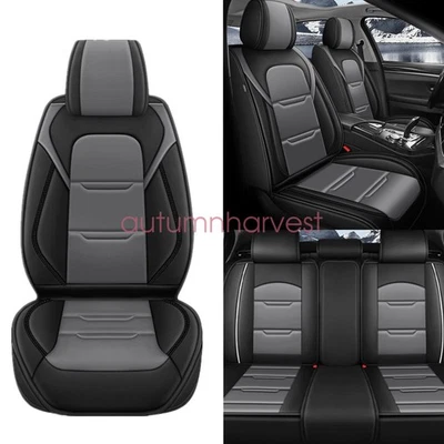 For BMW Car Seat Covers 5 Seats PU Front Rear Cushion Protector Gray&Black Foto 1 de 4