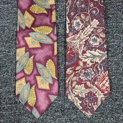 Silk Tie Lot Mens Floral Paisley Snyders & Claiborne Two Piece Business Set - Image 1 of 4