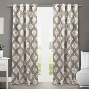 Curtains - EH7945-03 2-84G Medallion Blackout Grommet Top Curtain Panel Pair,... - Picture 1 of 6