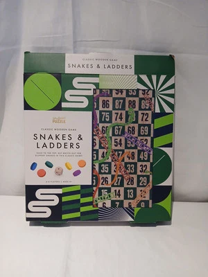 Professor Puzzle Wooden Snakes and Ladders Game for 2-6 Players, Family Fun time - Image 1 of 4