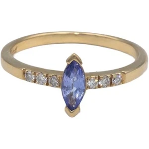 KALATI Designer 14k Yellow Gold 0.30CT Diamond and Tanzanite Ring Size 6.75 - Picture 1 of 5