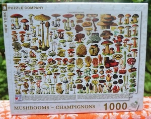 100% COMP. NEW YORK PUZZLE CO. 1000 PIECE JIGSAW PUZZLE-MUSHROOMS-CHAMPIGNONS - Picture 1 of 2