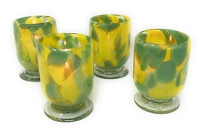 Orion Mexican Glassware Sedona Votive Collection Green/Yellow Splash - Set of 4 - Picture 1 of 4