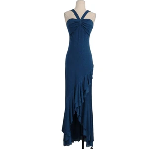Vestido De Colección Años 90 Y2K Ciudad Triángulos Brillante Alto Bajo Dobladillo Talla M Halter En Capas Volantes - Imagen 1 de 12