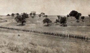 Postcard Parading to the Target Range Soldiers Camp Roberts California - Picture 1 of 3