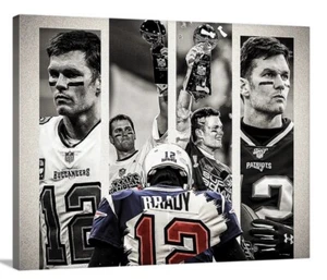 Tom Brady Canvas 16x20 Tampa Bay Buccaneers Patriots Champion Goat Legend - Picture 1 of 3