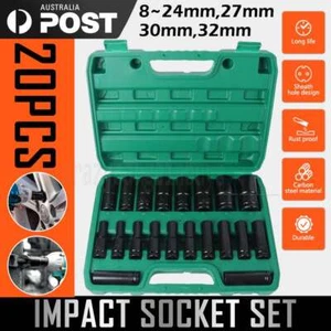 Impact Socket Set 1/2 Inches 20 pcs Deep Drive Impact 8mm-32mm W/ Storage Box - Picture 1 of 12