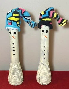 2 carretes textiles vintage MUÑECOS DE NIEVE ~ Reutilizables Navidad Primitivo Invierno Decoración Piezas - Imagen 1 de 7