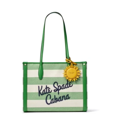 New Kate Spade New York Women's Market Cabana Canvas Medium Tote Green Multi - Image 1 of 4