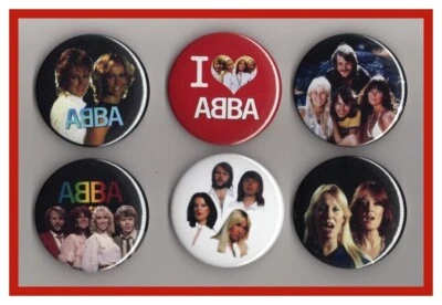 ABBA / 6 Assorted 56mm Badges - Set 9 - Gimme! Gimme! Gimme! - Image 1 of 2