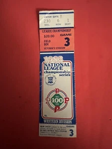1983 MLB NLCS GAME 3 Ticket DODGERS Vs Phillies GARY MATTHEWS Hr P ROSE 3 HITS - Picture 1 of 2