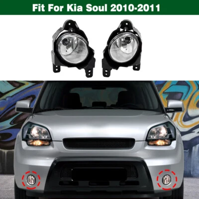 Pair Front Bumper Fog Lights Driving Lamps Halogen Bulb For Kia Soul 2010-2011 Foto 1 de 4