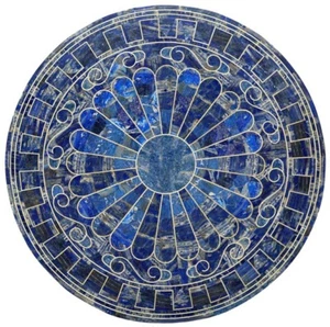 60" Marble Lapis Lazuli Semi Precious Stones handmade Table Top Inlay Work - Picture 1 of 2
