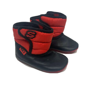 Skechers Lil Snugglers Red Black Winter Boots for Baby Boy Size 3
