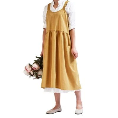 Women Cotton Linen Apron Pinafore Dress Home Kitchen Cafe House Florist Workwear - Image 1 of 4