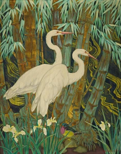 Jessie Arms Botke Pair Of Egrets Canvas Print 16 x 20 - Picture 1 of 5