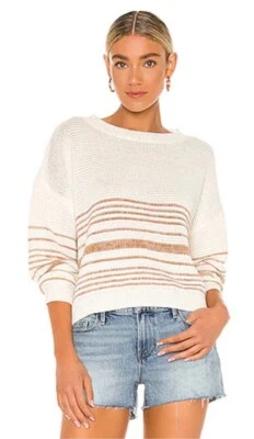 Suéter Lucy Feminino Line & Dot, Gola Redonda, Algodão Creme e Bronzeado, Revolve, Tamanho G - Imagem 1 de 4