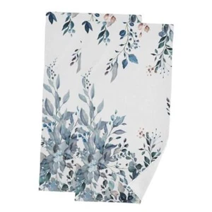 Blue Eucalyptus Leaf Hand Towels for Bathroom 2 Pack,Microfiber Soft Absorbent - Picture 1 of 8