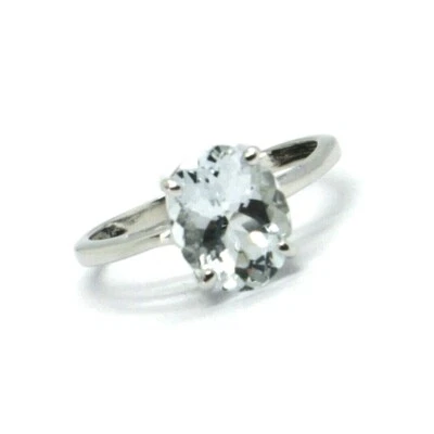 SOLID 18K WHITE GOLD RING with OVAL AQUAMARINE 2.6 Carats, SOLITAIRE Foto 1 de 2