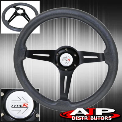 Deep Dish 345mm Steering Wheel Gunmetal Wood Black Center + Type-R Horn Button Foto 1 de 4