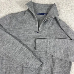 B Draddy Sweater Mens Medium Gray Baby Alpaca Wool 1/4 Zip Pullover Golf - Picture 1 of 9
