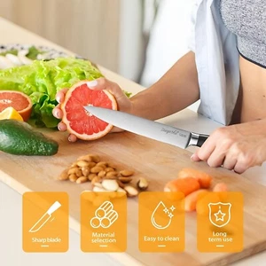 Carving Knife, 8" Brisket Knife for Meat Cleaver Vegetables Slicing with Damascu - Picture 1 of 7