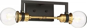 2 Light Intention Vanity with Warm Brass and Black Finish - SATCO-60-6972 - Picture 1 of 1
