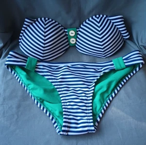 Top push up bikini a rayas multicolor Xhilaration talla mediana - Imagen 1 de 8