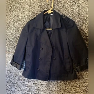 HM Women’s Navy Blue Cropped Double Breasted Blazer/Coat Size 40 - Picture 1 of 9