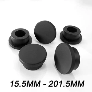 Black Round Silicone Rubber Seal Hole Plugs Blanking End Caps Seal Bung Tube - Picture 1 of 5