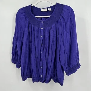 Chicos Womens Lagenlook Peasant Top Size 3 XL Boho Resort Poet Blouse Purple - Picture 1 of 7