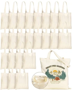 Canvas Tote Bag Bulk with Pocket and Magnetic Snaps Buttons, 24 Pack 13x15 In... - Picture 1 of 7