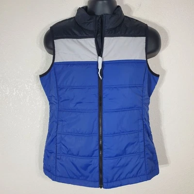 Cbuk By Cutter & Buck Womens Puffer Vest Medium Blue & Gray Colorblock - Image 1 of 4