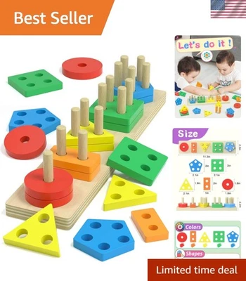 Clasificador interactivo de forma de bloque de madera para niños pequeños - Tiempo de juego seguro y atractivo Foto 1 de 4
