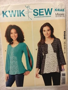 Kwik Sew 4245 Patrón de costura Misses' Tops XS-XL Nuevo sin cortar - Imagen 1 de 2