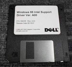 Vtg DELL Microsoft Windows 95 Intel Support Driver A00 Floppy 3.5" Disk #58436 - Picture 1 of 2