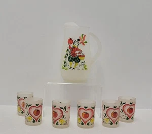 Federal Gay Fad Studios Frosted Provincial Tomato Juice Pitcher Set and Tumblers - Imagen 1 de 14