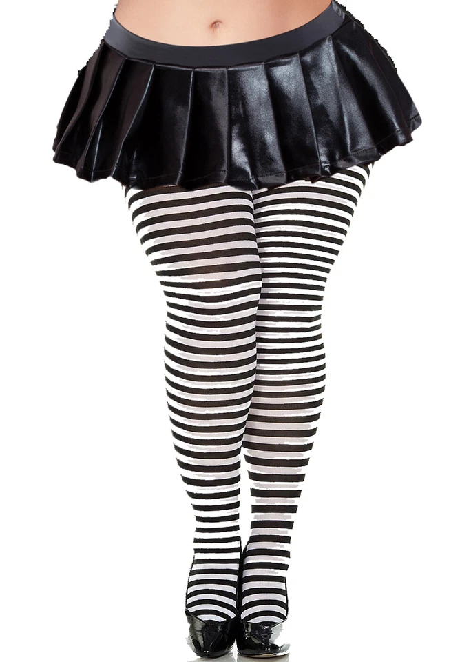 Medias opacas a rayas talla grande (20100Q-BW) Foto 1 de 1